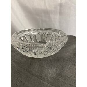 VTG Czech Bohemian (?) Cut Glass Crystal Ashtray 5.25 in Art Deco Star base EUC